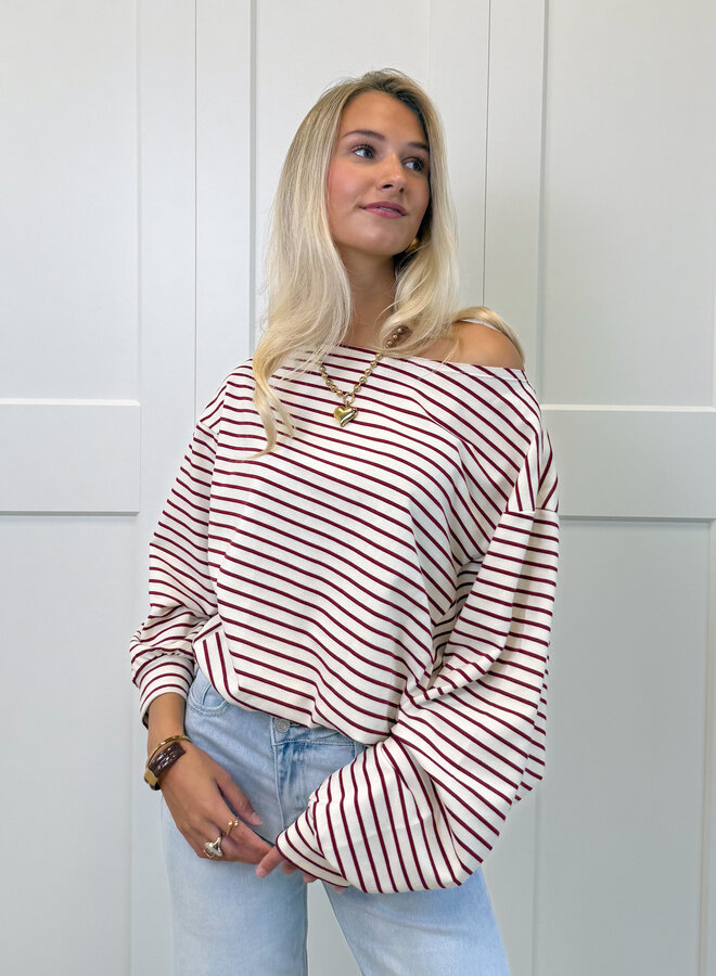 Sanne strepen sweater rood