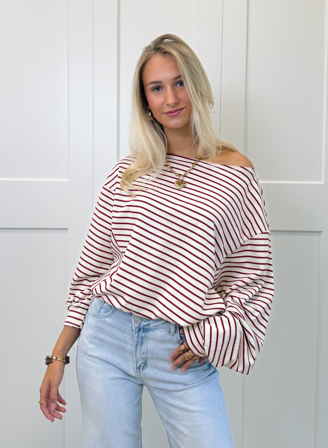 Sanne strepen sweater rood