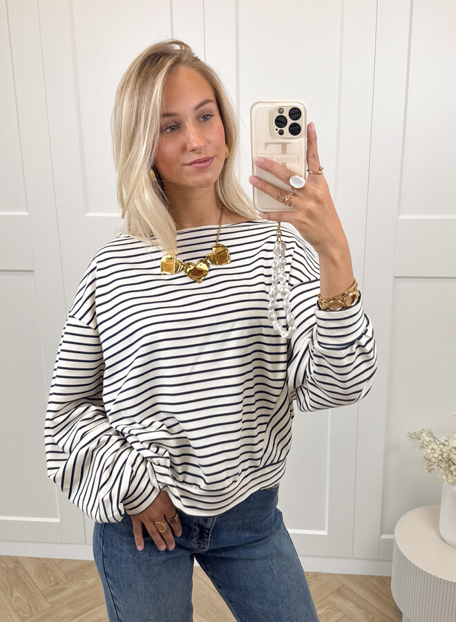 Sanne strepen sweater blauw