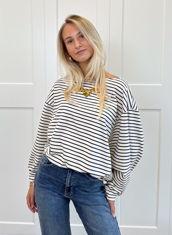 Sanne strepen sweater blauw