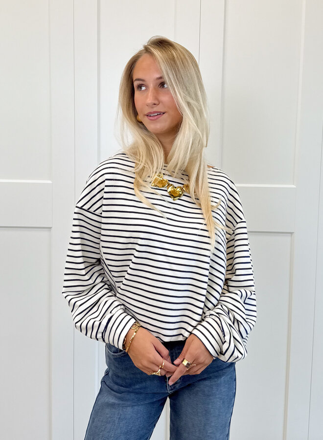 Sanne strepen sweater blauw