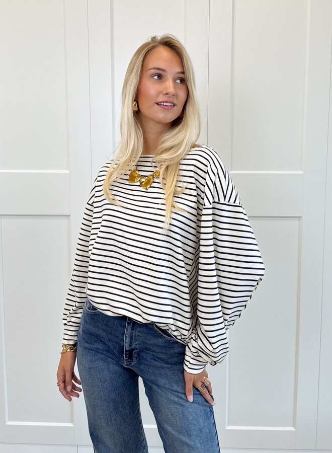 Sanne strepen sweater blauw