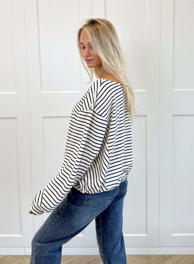 Sanne strepen sweater blauw
