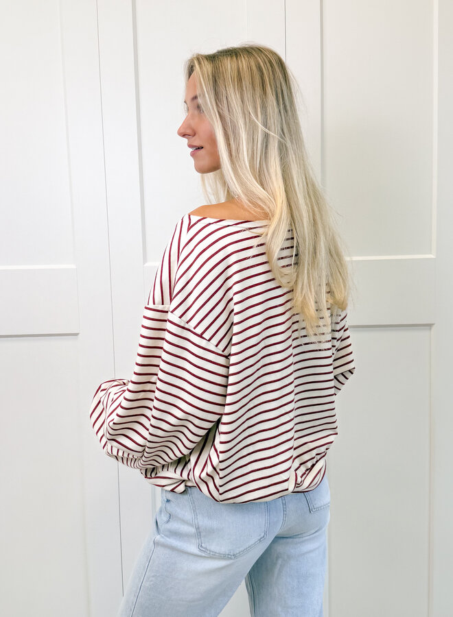 Sanne strepen sweater rood
