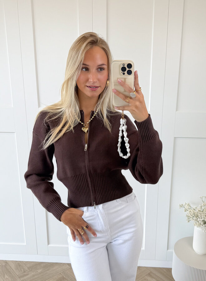 Zipper vest Zoë bruin