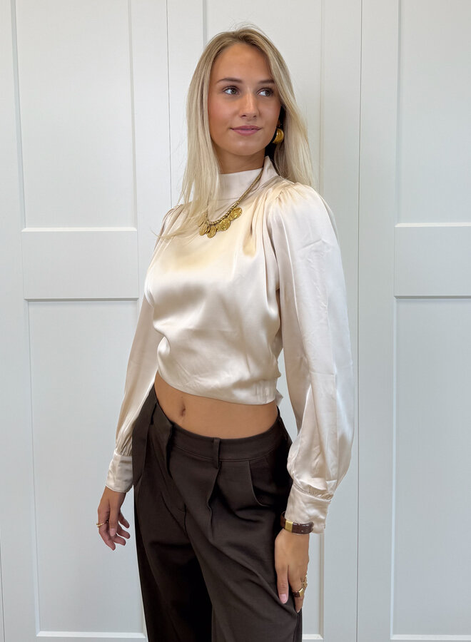 Satijnen top Elise beige