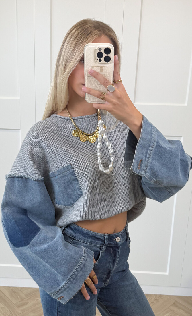Trui Indigo denim knit grijs
