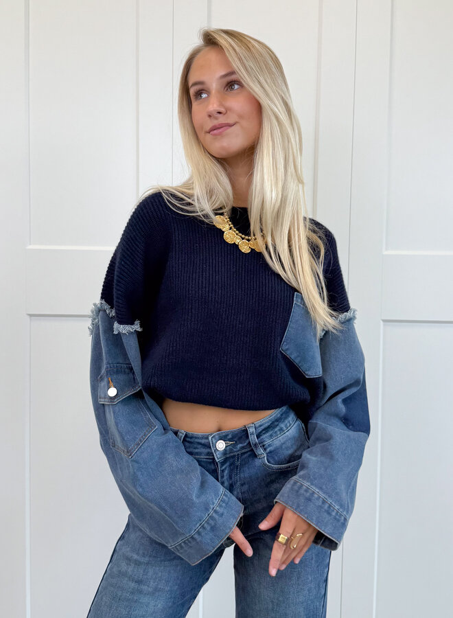Trui Indigo denim knit donkerblauw