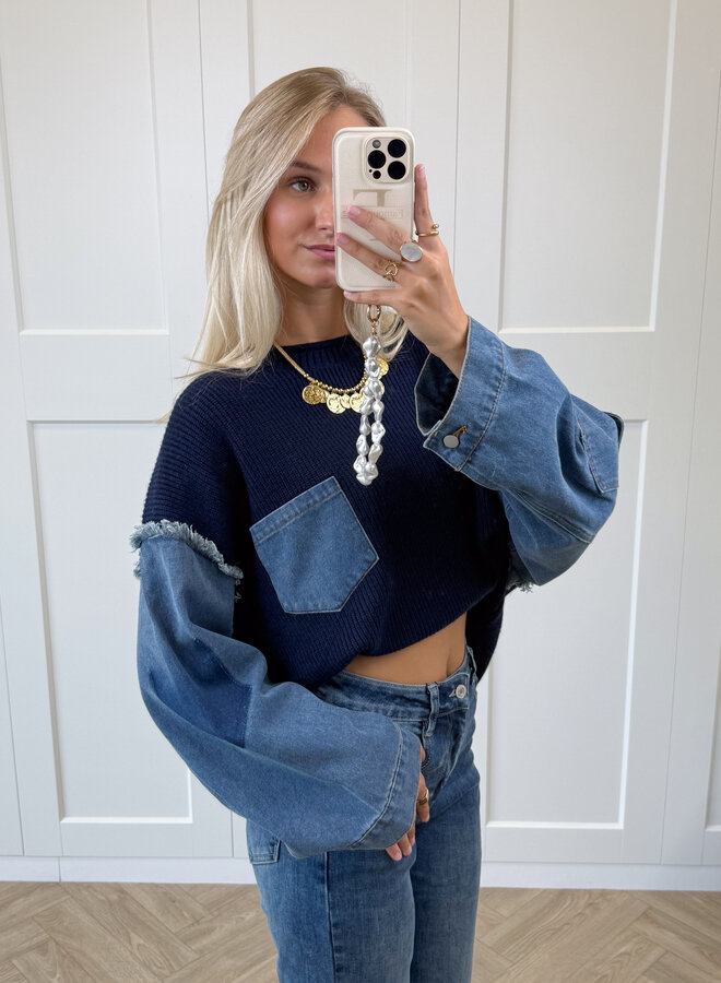 Trui Indigo denim knit donkerblauw
