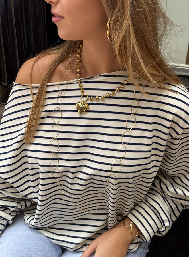 Sanne strepen sweater blauw
