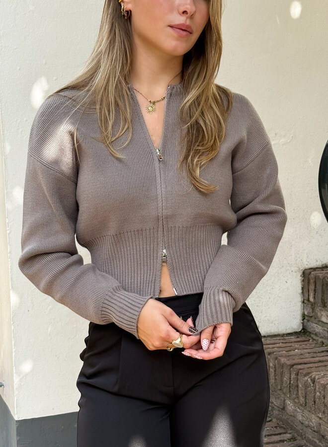 Zipper vest Zoë taupe
