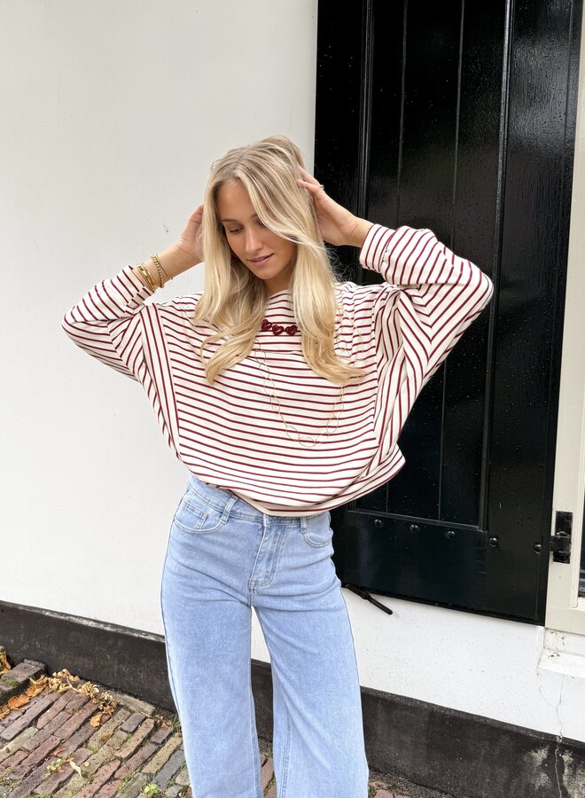 Sanne strepen sweater rood