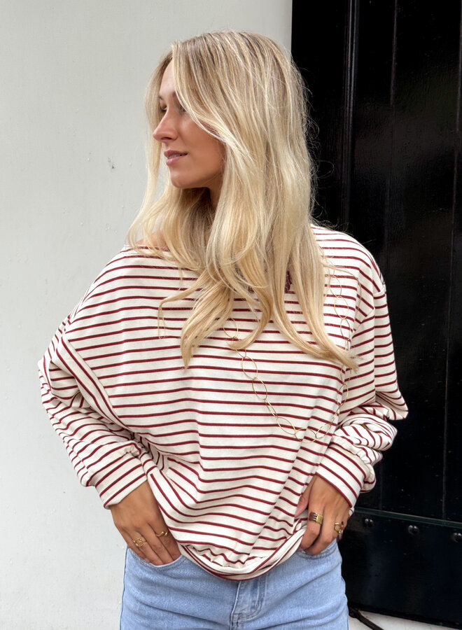 Sanne strepen sweater rood