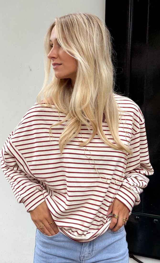 Sanne strepen sweater rood