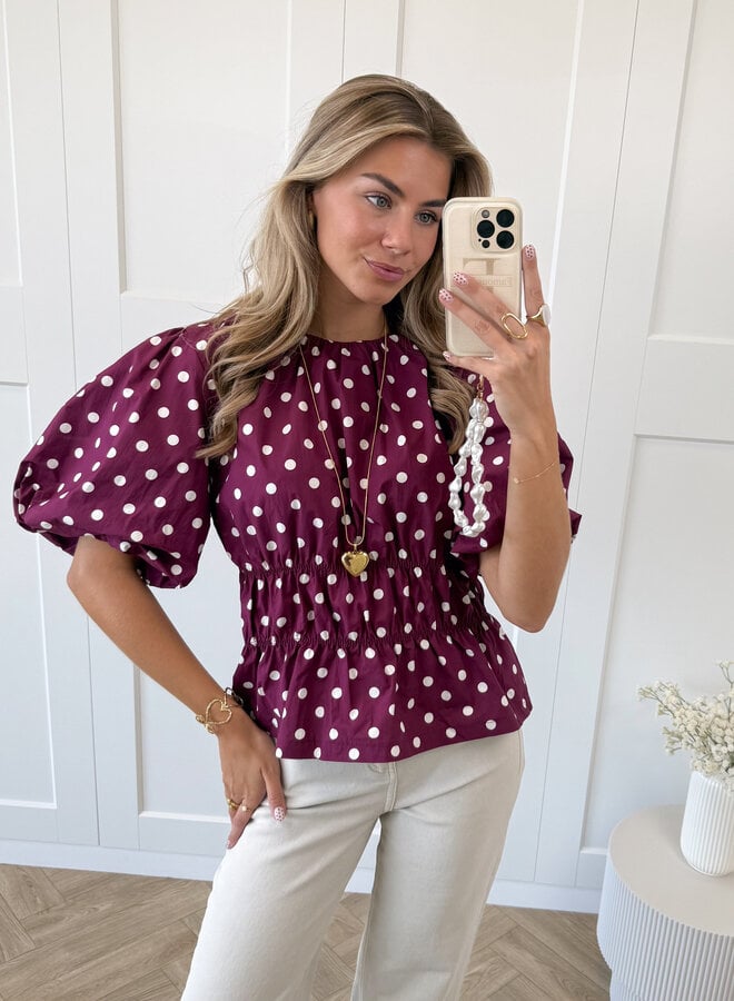 Top polkadots fuchsia