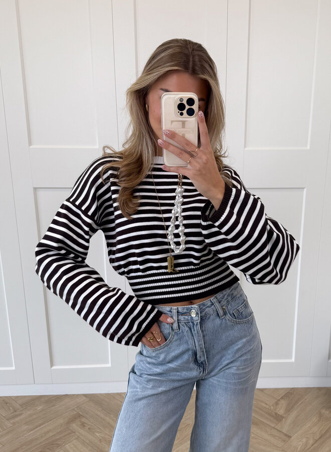 Strepen trui Hazel bruin