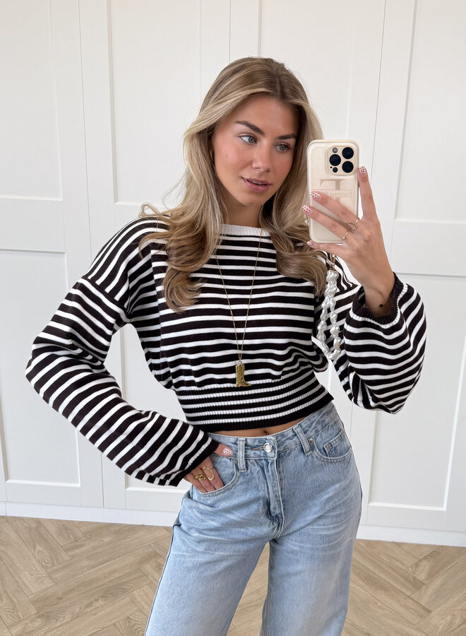 Strepen trui Hazel bruin