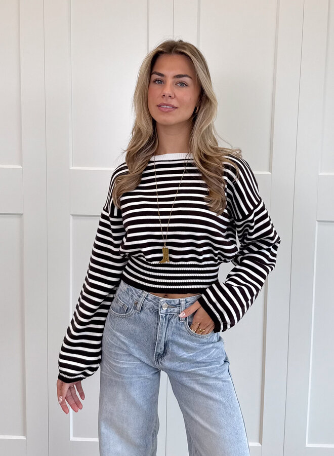 Strepen trui Hazel bruin