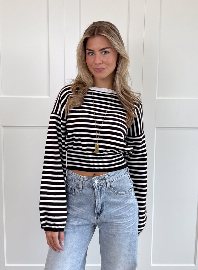 Strepen trui Hazel bruin