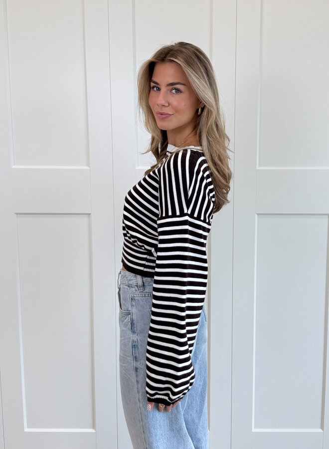 Strepen trui Hazel bruin