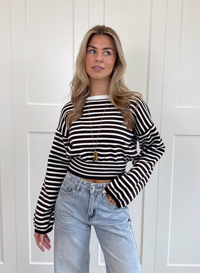 Strepen trui Hazel bruin