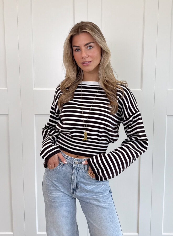 Strepen trui Hazel bruin