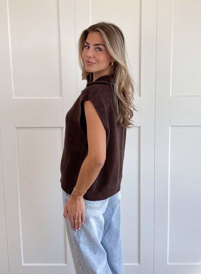 Zipper gilet Yuna bruin