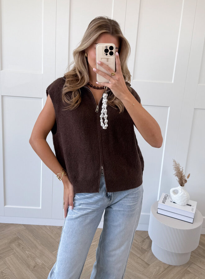 Zipper gilet Yuna bruin