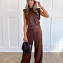 Jumpsuit satin Lily bruin