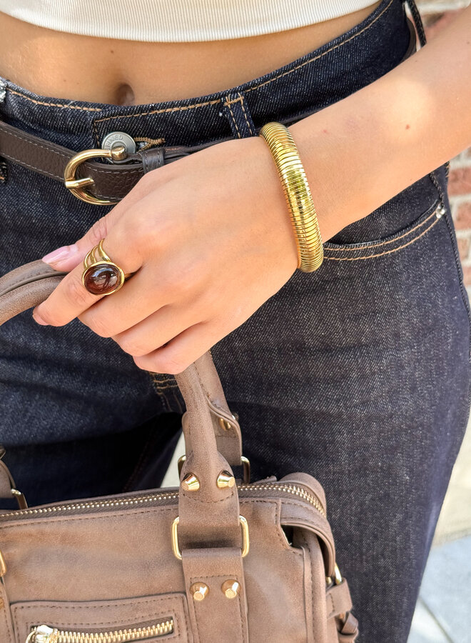 Ring edelsteen bruin