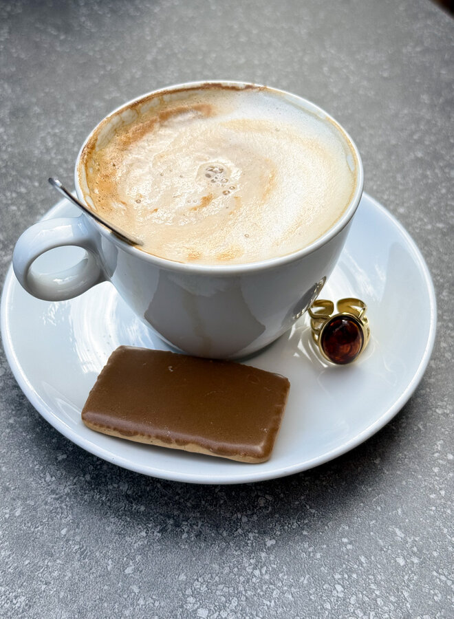 Ring edelsteen bruin