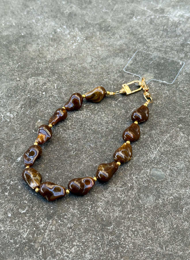 Telefoonkoord bruine parels