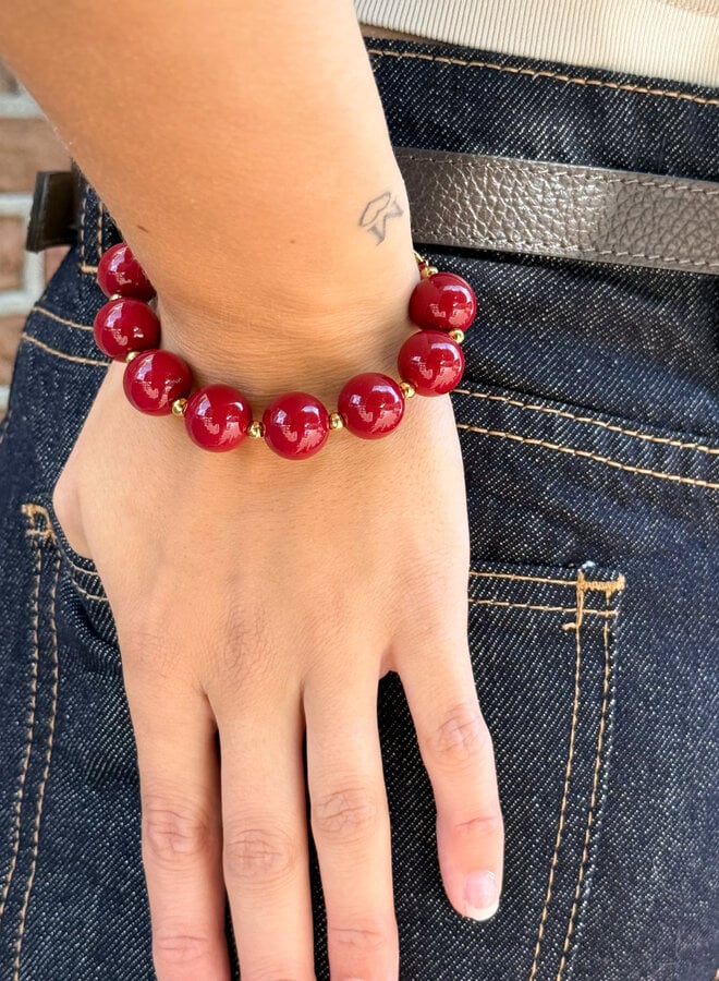 Bordeaux kralen armband
