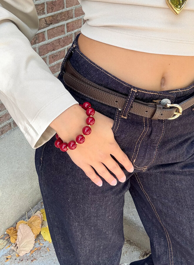 Bordeaux kralen armband