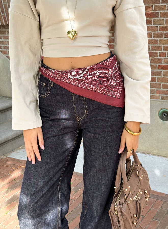 Mini print sjaal bordeaux