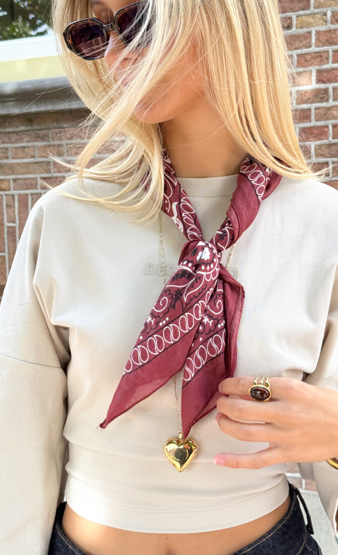 Mini print sjaal bordeaux