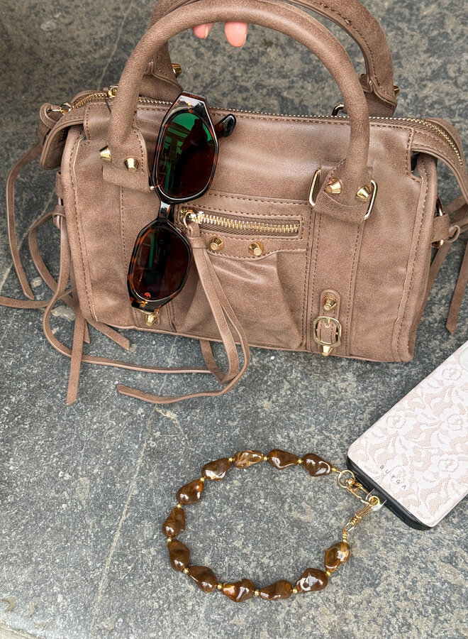 Telefoonkoord bruine parels