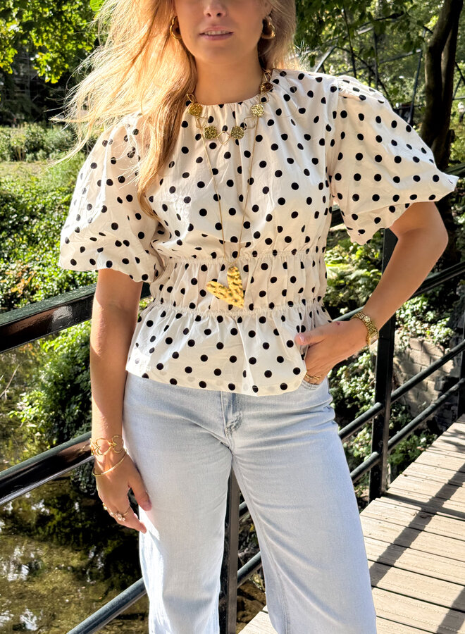 Top polkadots off white