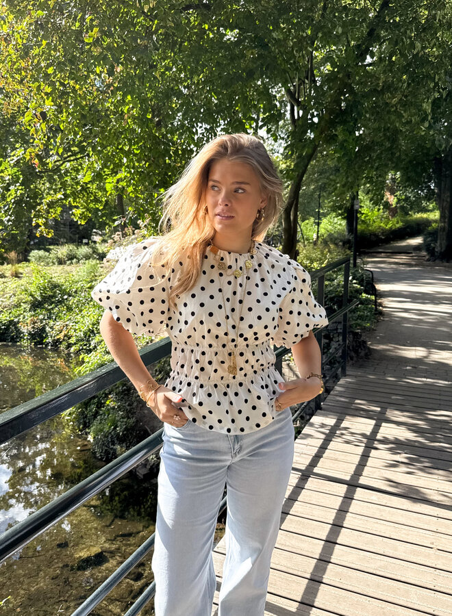 Top polkadots off white