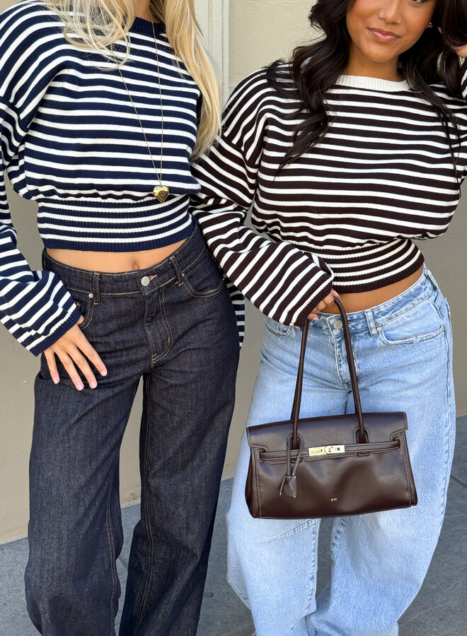 Strepen trui Hazel bruin