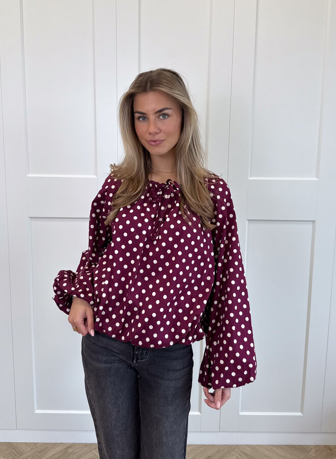 Bordeaux polkodots top Isaline
