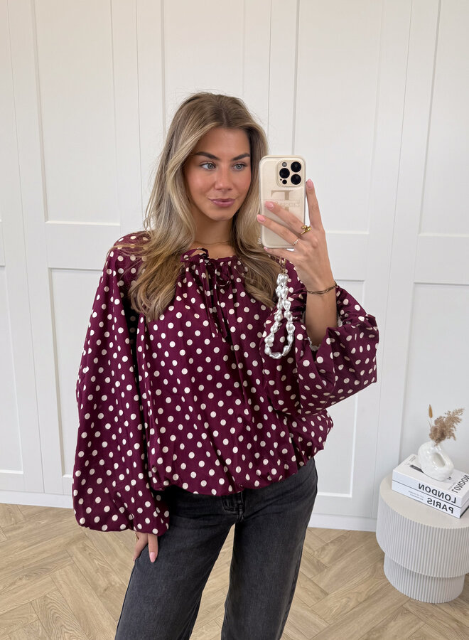 Bordeaux polkodots top Isaline