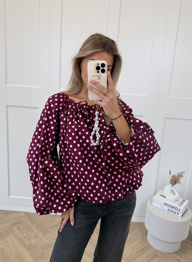 Bordeaux polkodots top Isaline