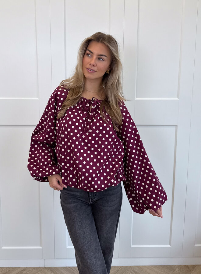 Bordeaux polkodots top Isaline