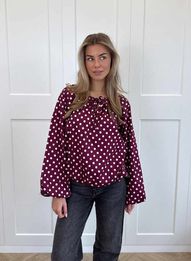 Bordeaux polkodots top Isaline