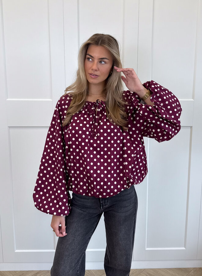 Bordeaux polkodots top Isaline