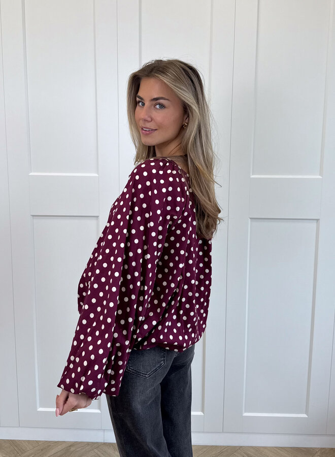 Bordeaux polkodots top Isaline