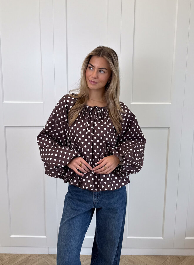 Bruine polkodots top Isaline