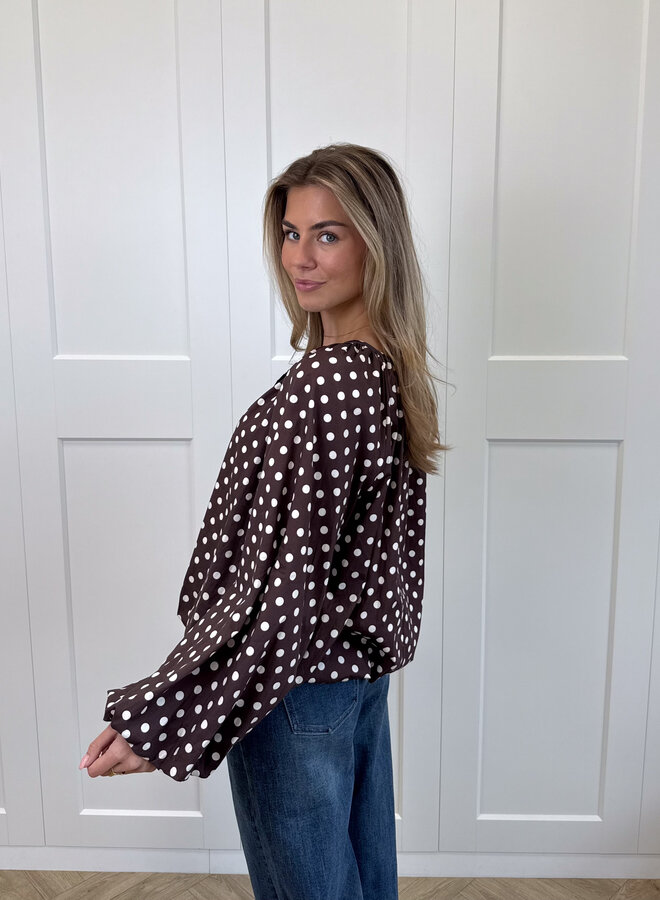 Bruine polkodots top Isaline