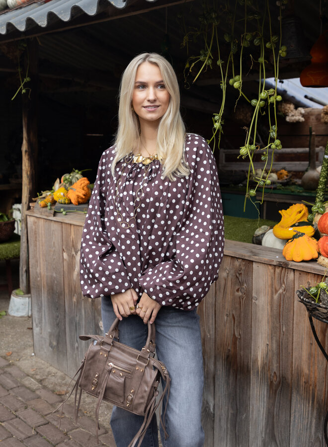 Bruine polkodots top Isaline